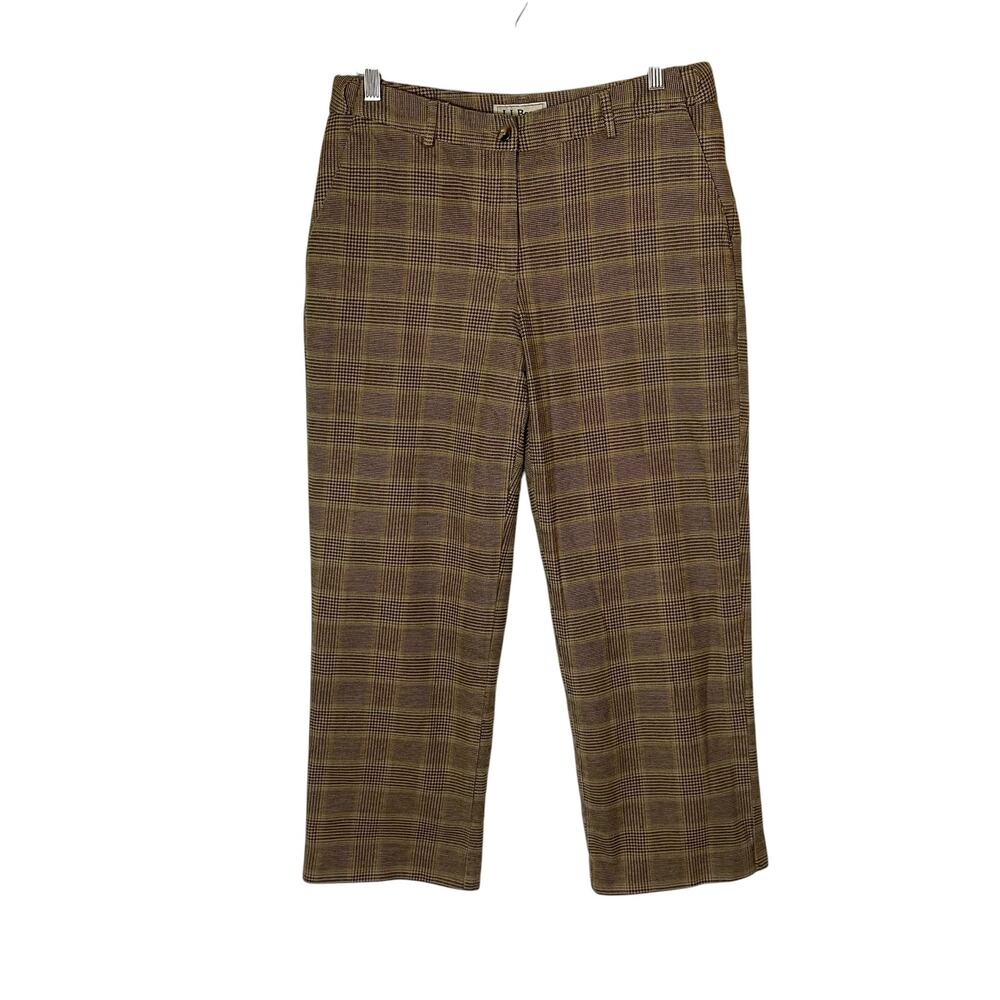 L.L. Bean Brown Glen Plaid Classic Fit Straight Leg Pants 10 Petite Academia